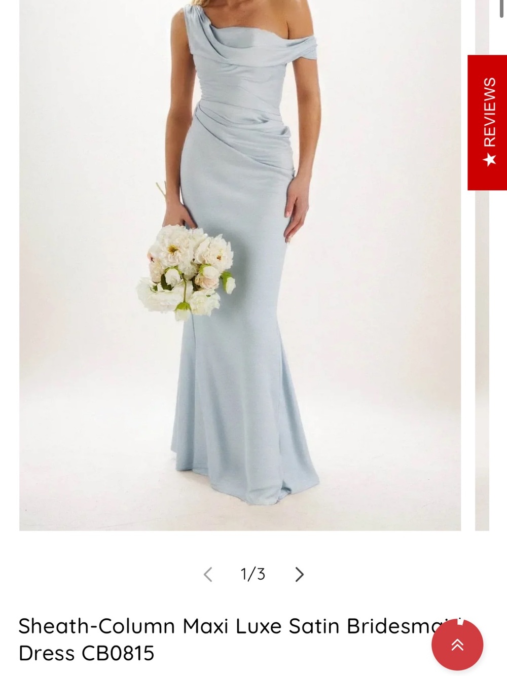 NWT Elegant Light Blue Maxi Luxe Satin Bridesmaid/Formal Dress